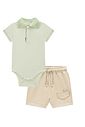 Conjunto de body polo em piquet com elastano e bermuda em cotton jeans com elastano 94884 Johnny Fox Bebê Menino