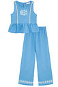 Conjunto de bata e calça wide leg em linho santorine 95879 Kukiê Infantil Menina Conjunto de bata e calça wide leg em linho santorine 95879 Kukiê Infantil Menina