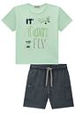 Conjunto de camiseta em meia malha e bermuda em cotton jeans com elastano 94556 LucBoo Infantil Menino Conjunto de camiseta em meia malha e bermuda em cotton jeans com elastano 94556 LucBoo Infantil Menino
