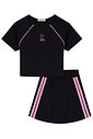 Conjunto de blusa e saia esportiva em poliamida (com shorts embutido) 96956 Kukiê Infantil Menina