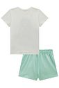Conjunto de blusa em meia malha e short saia em piquet 99126 Infanti Infantil Menina