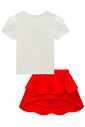 Conjunto de blusa em cotton e saia em crepe textura (com shorts embutido) 99440 Kukiê Infantil Menina Conjunto de blusa em cotton e saia em crepe textura (com shorts embutido) 99440 Kukiê Infantil Menina