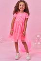Vestido em canelado e tule brilho 98049 Kukiê Infantil Menina