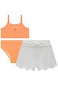 Trio de biquíni em malha com proteção UV50+ e short saída de praia em tela fashion 99117 Kukiê Infantil Menina Trio de biquíni em malha com proteção UV50+ e short saída de praia em tela fashion 99117 Kukiê Infantil Menina
