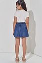Conjunto de blusa em cotton e saia em denim listrado com shorts embutido 98201 Vic Teen Menina