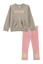 Conjunto de blusão em big waffle e calça legging em molecotton 92234 Kukiê Bebê Menina