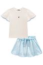 Conjunto de blusa em canelado e tricoline e saia em tecido listrado. Com shorts embutido 98361 Infanti Infantil Menina Conjunto de blusa em canelado e tricoline e saia em tecido listrado. Com shorts embutido 98361 Infanti Infantil Menina