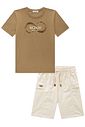 Conjunto de camiseta em meia malha e bermuda em linho santorine com elastano 93123 LucBoo Infantil Menino