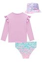 Conjunto de blusa, calcinha e bucket em malha com proteção UV50+ 99347 Kukiê Infantil Menina