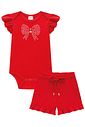 Conjunto de body e shorts em canelado liz 96897 Infanti Bebê Menina
