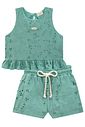 Conjunto de bata e shorts em tecido bordado 98308 Kukiê Infantil Menina Conjunto de bata e shorts em tecido bordado 98308 Kukiê Infantil Menina