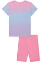 Conjunto de blusa alongada em malha yuki e bermuda biker em malha UV 50+ 96470 Infanti Infantil Menina