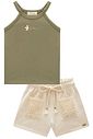 Conjunto de regata em cotton com shorts em moletom sem pelúcia 99170 Infanti Infantil Menina Conjunto de regata em cotton com shorts em moletom sem pelúcia 99170 Infanti Infantil Menina