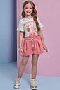 Conjunto de blusa em meia malha e shorts em malha enrugada 95551 Infanti Infantil Menina Conjunto de blusa em meia malha e shorts em malha enrugada 95551 Infanti Infantil Menina