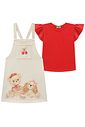 Conjunto de blusa em meia malha e salopete em moletom linho sem pelúcia 97027 Infanti Infantil Menina