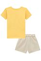 Conjunto de blusa em meia malha e shorts em moletom sem pelúcia 94932 Infanti Infantil Menina