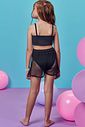Trio de biquíni em malha com proteção UV50+ e short saída de praia em tela fashion 99127 Kukiê Infantil Menina Trio de biquíni em malha com proteção UV50+ e short saída de praia em tela fashion 99127 Kukiê Infantil Menina