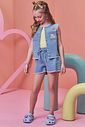 Trio de regata em canelado, colete e shorts em jeans 99311 Infanti Infantil Menina Trio de regata em canelado, colete e shorts em jeans 99311 Infanti Infantil Menina