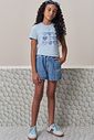 Conjunto de blusa em meia malha e shorts em jeans wishita 99350 Lilimoon Teen Menina