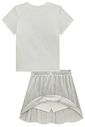 Conjunto de blusa em cotton e saia em plissado com shorts embutido 98524 Vic Teen Menina