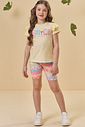 Conjunto de blusa em meia malha e bermuda biker em malha power 94807 Kukiê Infantil Menina