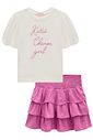 Conjunto de blusa em meia malha e saia em viscose (com shorts embutido) 99446 Kukiê Infantil Menina Conjunto de blusa em meia malha e saia em viscose (com shorts embutido) 99446 Kukiê Infantil Menina