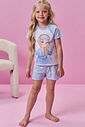 Conjunto de pijama de blusa e shorts em meia malha 94280 Kukiê Infantil Menina