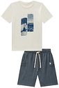 Conjunto de camiseta em meia malha e bermuda en cotton jeans com elastano 98693 Johnny Fox Teen Menino Conjunto de camiseta em meia malha e bermuda en cotton jeans com elastano 98693 Johnny Fox Teen Menino