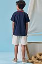 Conjunto de camisa polo em meia malha e bermuda em linho santorine com elastano 95477 LucBoo Infantil Menino Conjunto de camisa polo em meia malha e bermuda em linho santorine com elastano 95477 LucBoo Infantil Menino