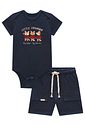 Conjunto de body e bermuda em suedine 95158 Johnny Fox Bebê Menino