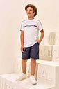 Conjunto de camiseta em meia malha e bermuda em cotton jeans com elastano 96994 LucBoo Infantil Menino