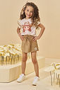 Conjunto de blusa em meia malha e short saia em molevisco 95016 Kukiê Infantil Menina