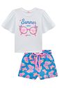 Conjunto de blusa em meia malha e shorts em malha laise 99610 Kukiê Infantil Menina