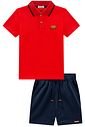 Conjunto de camisa polo em piquet com elastano e bermuda em sarja girassol com elastano 97901 LucBoo Infantil Menino