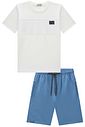 Conjunto de camiseta em meia malha e bermuda em malha alfaiataria 96925 LucBoo Infantil Menino