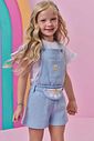 Conjunto de blusa em meia malha e jardineira em malha big waffle 98467 Kukiê Infantil Menina