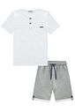 Conjnto de camiseta em meia malha e bermuda em moletom sem pelúcia 97292 LucBoo Infantil Menino