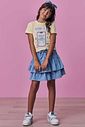 Saia ruffles em jeans 98195 Vic Teen Menina