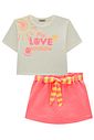 Conjunto de blusa em meia malha com short saia em moletom sem pelúcia 99397 Infanti Infantil Menina