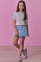 Short saia em jeans com elastano 99085 Vic Teen Menina