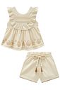 Conjunto de bata e shorts em linho santorine com elastano 96187 Infanti Infantil Menina