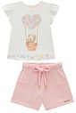 Conjunto de blusa em meia malha com shorts em moletom sem pelúcia 93425 Infanti Infantil Menina