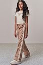 Conjunto de blusa em cotton e calça wide leg em malha mesclada 98709 Lilimoon Teen Menina