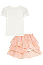 Conjunto de blusa em cotton e saia em light peach (com shorts embutido) 96520 Kukiê Infantil Menina