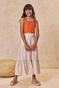 Conjunto de top em air flow e saia midi em linho rayon 95511 Lilimoon Teen Menina Conjunto de top em air flow e saia midi em linho rayon 95511 Lilimoon Teen Menina