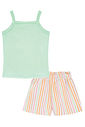 Conjunto de regata em canelado e shorts em tricoline listrado 96343 Kukiê Infantil Menina