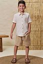 Conjunto de camisa em linho cierro e bermuda em linho santorine com elastano 99031 LucBoo Infantil Menino Conjunto de camisa em linho cierro e bermuda em linho santorine com elastano 99031 LucBoo Infantil Menino