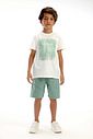 Conjunto de camiseta em meia malha e bermuda em linho santorine com elastano 92400 LucBoo Infantil Menino Conjunto de camiseta em meia malha e bermuda em linho santorine com elastano 92400 LucBoo Infantil Menino