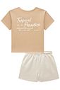 Conjunto de blusa em meia malha e short saia em moletom sem pelúcia 95821 Lilimoon Teen Menina