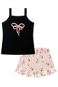 Conjunto de pijama de regata em malha canelada e shorts em malha fresh 99706 Kukiê Infantil Menina